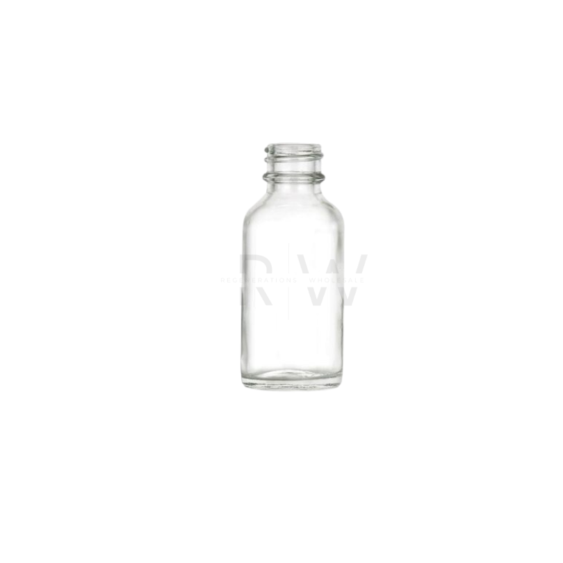 1 OZ Glass Flint Clear Boston Round Bottles Only (Wholesale)