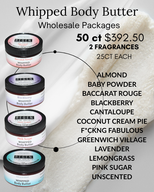 Whipped Body Butter 50ct $392.50 PKG (Wholesale) -2 Fragrances (25ct of each)