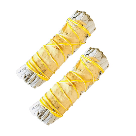 4" Yellow  Rose Smudge Sage Sticks -Retail